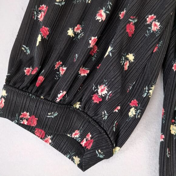 NWT Lane Bryant Black Floral Button Up Shirt Women's Plus Sz 26/28 Slinky Flowy - Picture 9 of 10